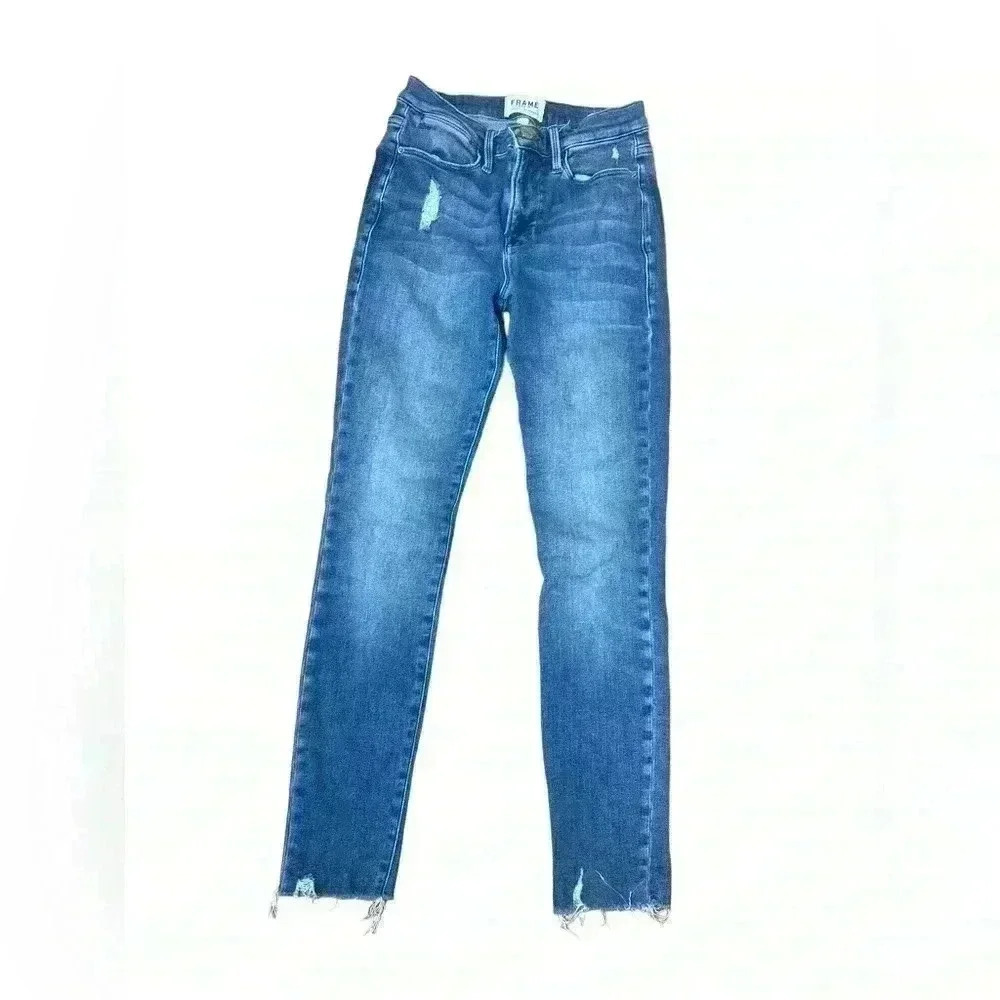 Frame denim le high skinny distressed hem jeans size 26